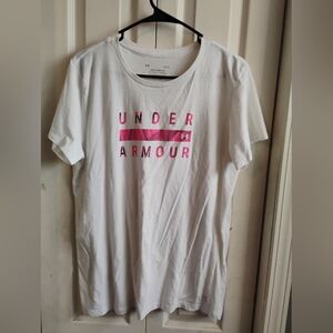 Under Armour White T-Shirt with Pink Logo